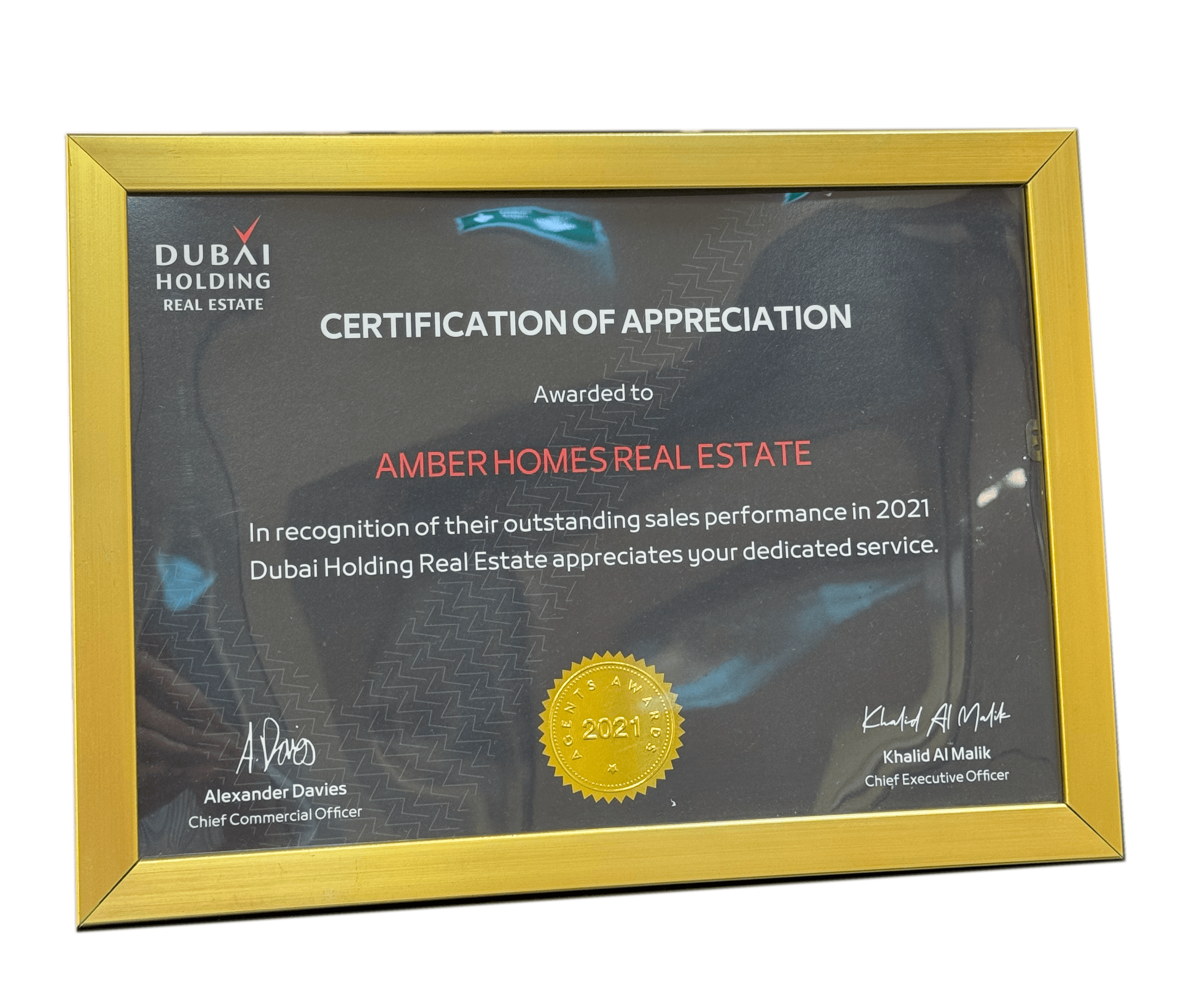 Agent Awards 2021 Certificate